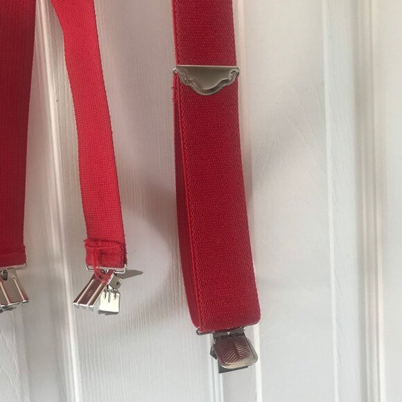 Vtg LEVI'S Red Stretchy Elastic Braces Suspenders Silver Tone Accents 2" Wide - Picture 6 of 9